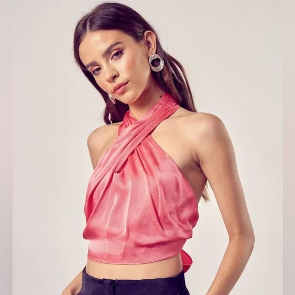 DO+BE Pink Satin Halter Top